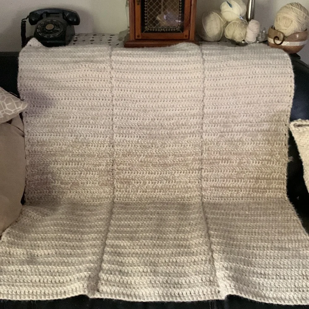 Soft Double Threaded Ombré Handmade Crochet Throw Blanket with Two Ribs - Picture 8 of 17